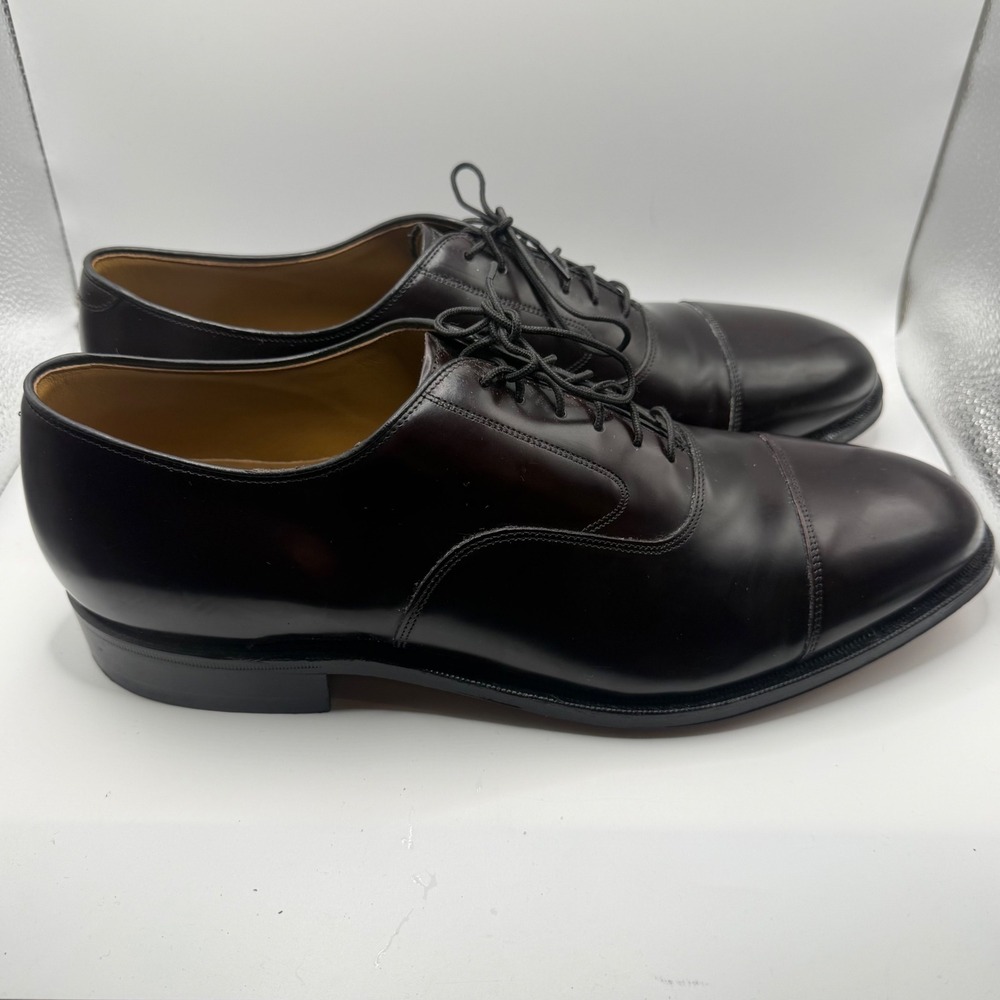 Johnston & Murphy Mens Melton Dark Brown Leather Cap Toe Oxford Shoes Sz 12 D
